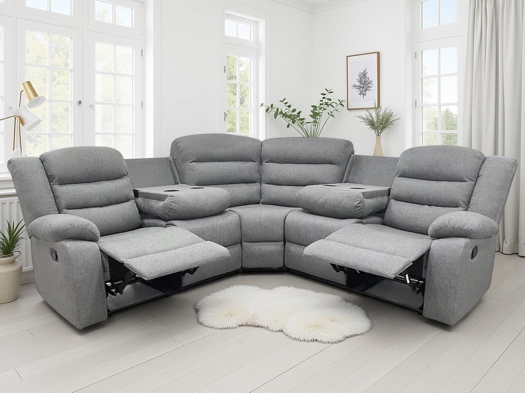 Dundee Recliner Sofa Grey Large Corner