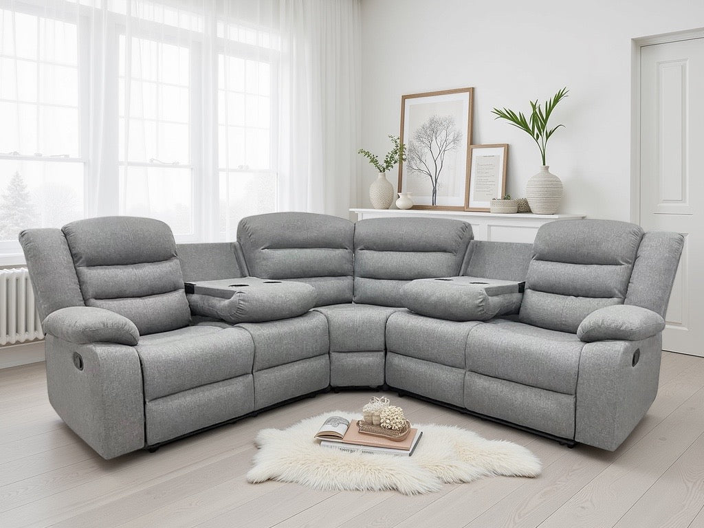 Dundee Recliner Sofa Grey Large Corner