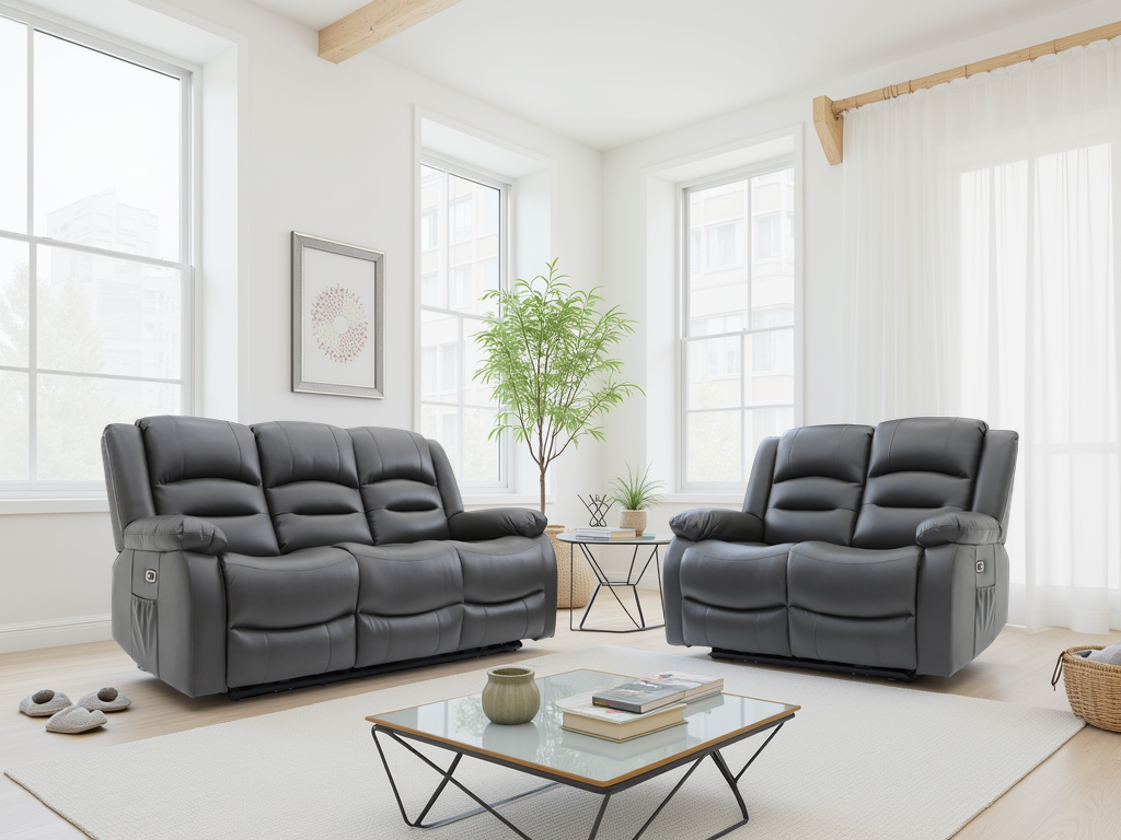 Alva Electric Recliner Sofa Graphite 3+2 Set