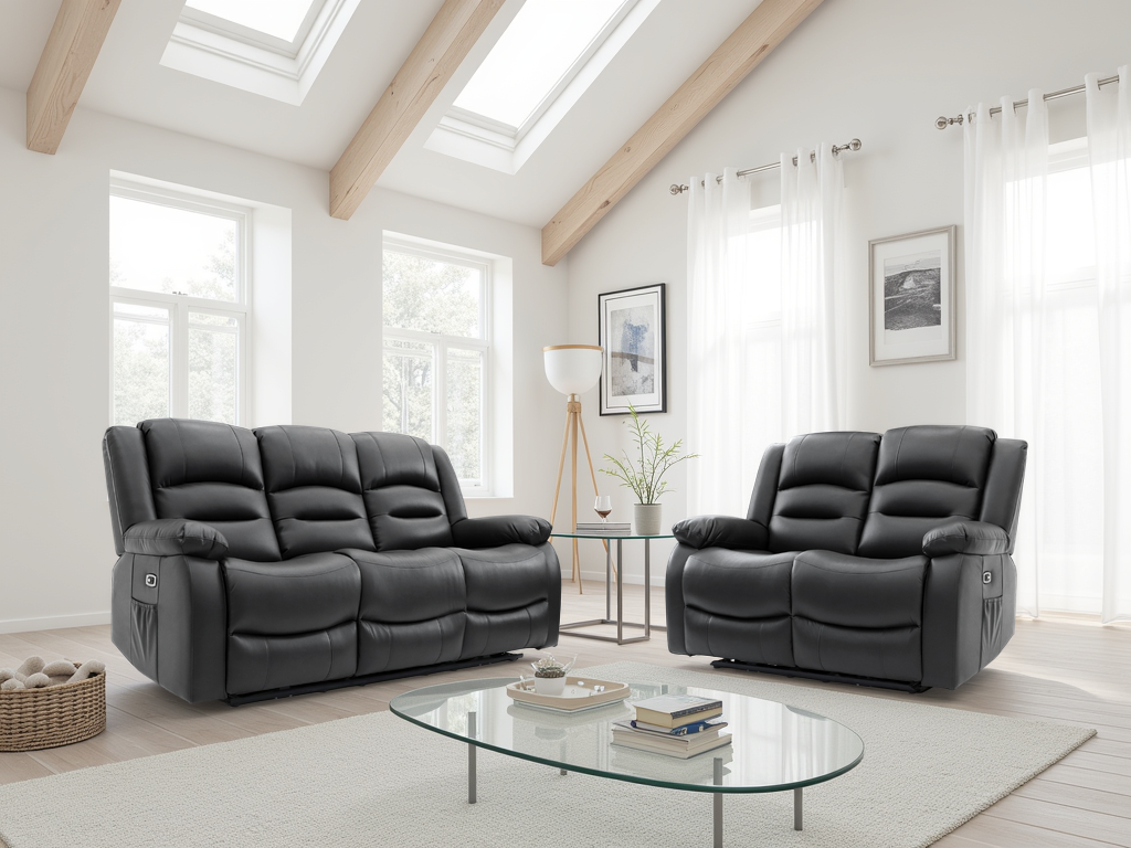 Alva Electric Recliner Sofa Graphite 3+2 Set