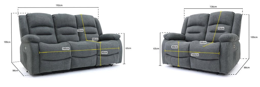 Alva Electric Recliner Sofa Graphite 3+2 Set