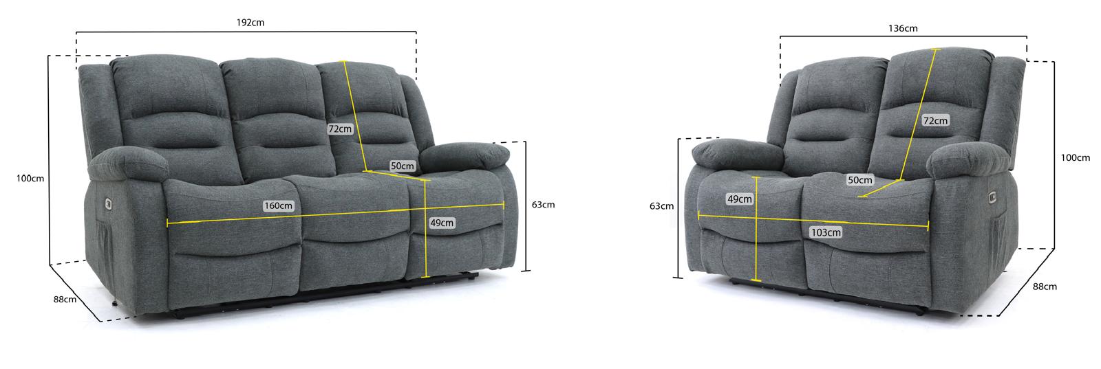 Alva Electric Recliner Sofa Graphite 3+2 Set